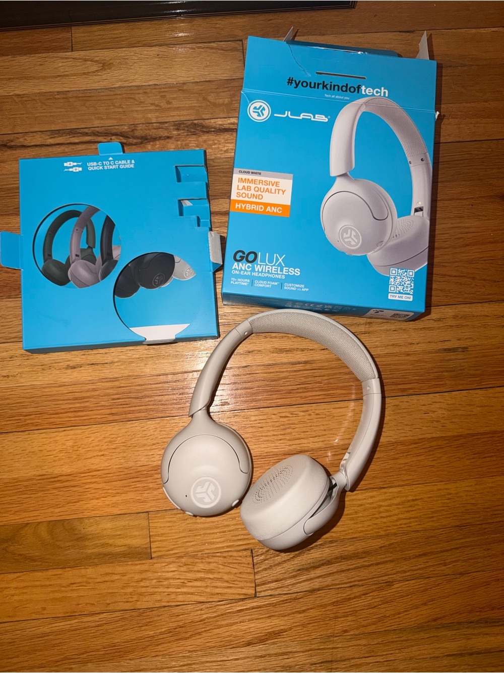 JLab GoLux ANC Wireless Headphones — Light Gray
